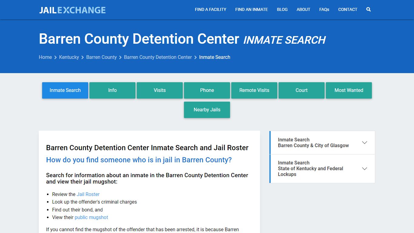 Barren County Detention Center Inmate Search - Jail Exchange